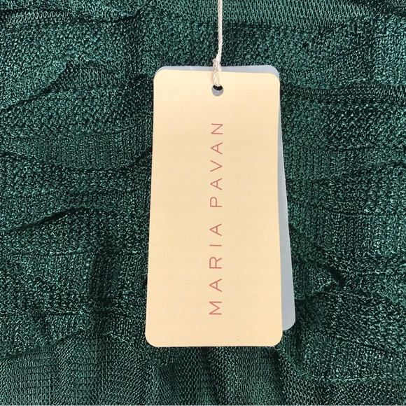 Maria Pavan Long Sleeve Ruffle Accent Blouse, Women's Size M - Dark Green - Picture 3 of 10